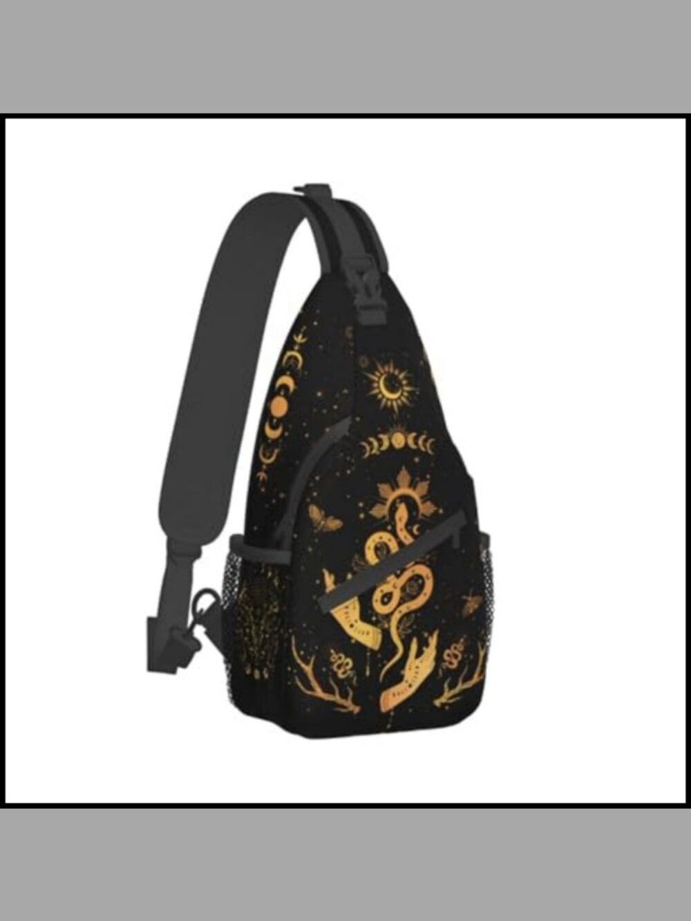 Witchy Moth Moon Crossbody Sling Bag Polyester Gothic Hippie Travel Bag